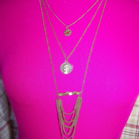 Multi-Layer Coin Chain Necklace - Picture 1 of 4